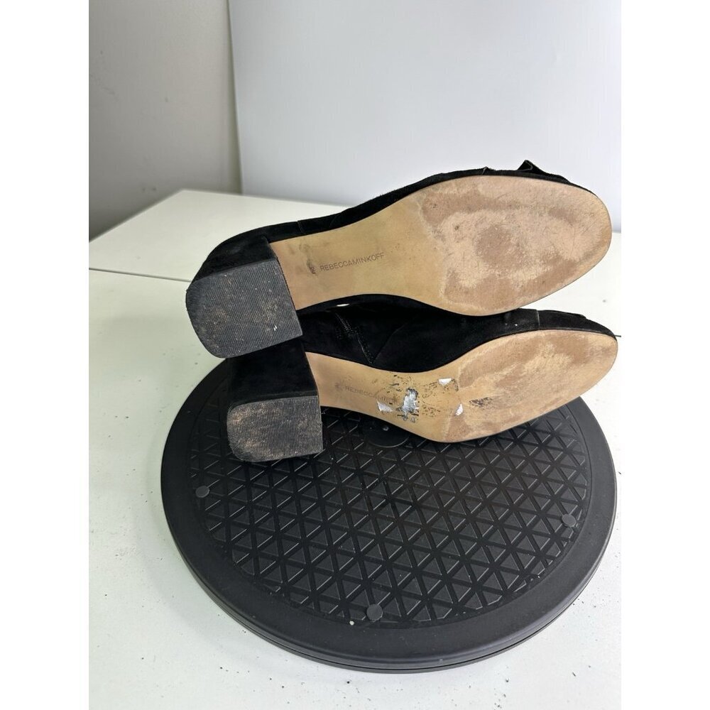 Rebecca Minkoff Black Suede Knotted Ankle Boots Block Heel Sz 9M - Picture 5 of 8